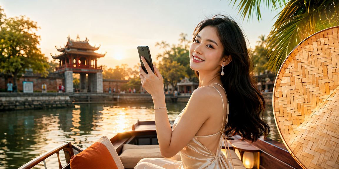 Người dùng Hà Nội truy cập casino trên điện thoại với nón lá truyền thống