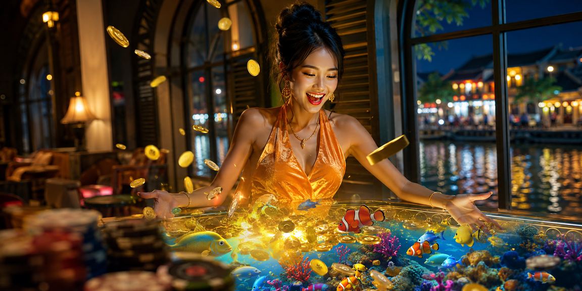 Người chơi tại Hội An xem thông tin thanh toán casino bên ly cà phê